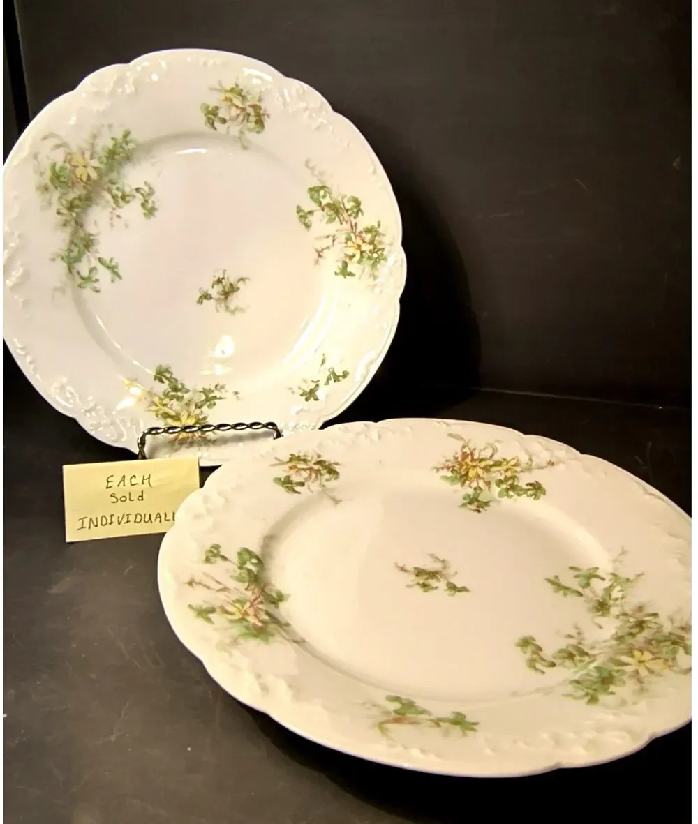 1905. Salad Dessert Plate A. Lanternier Limoges France Yellow Wild Flowers